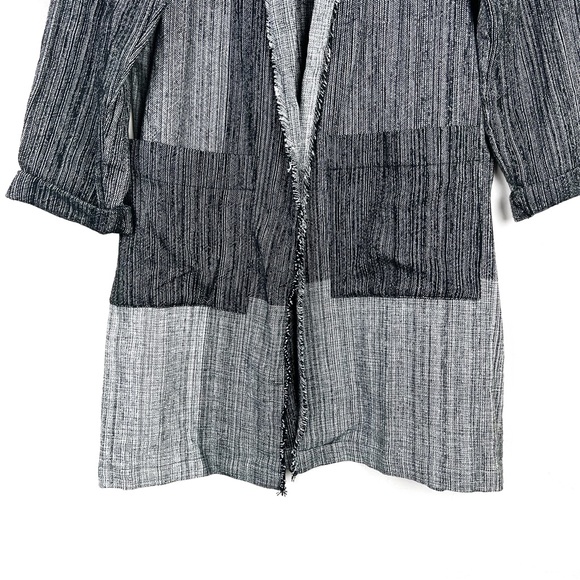 Eileen Fisher Hazy Blocks Shawl Collar Long Jacket - Picture 9 of 15